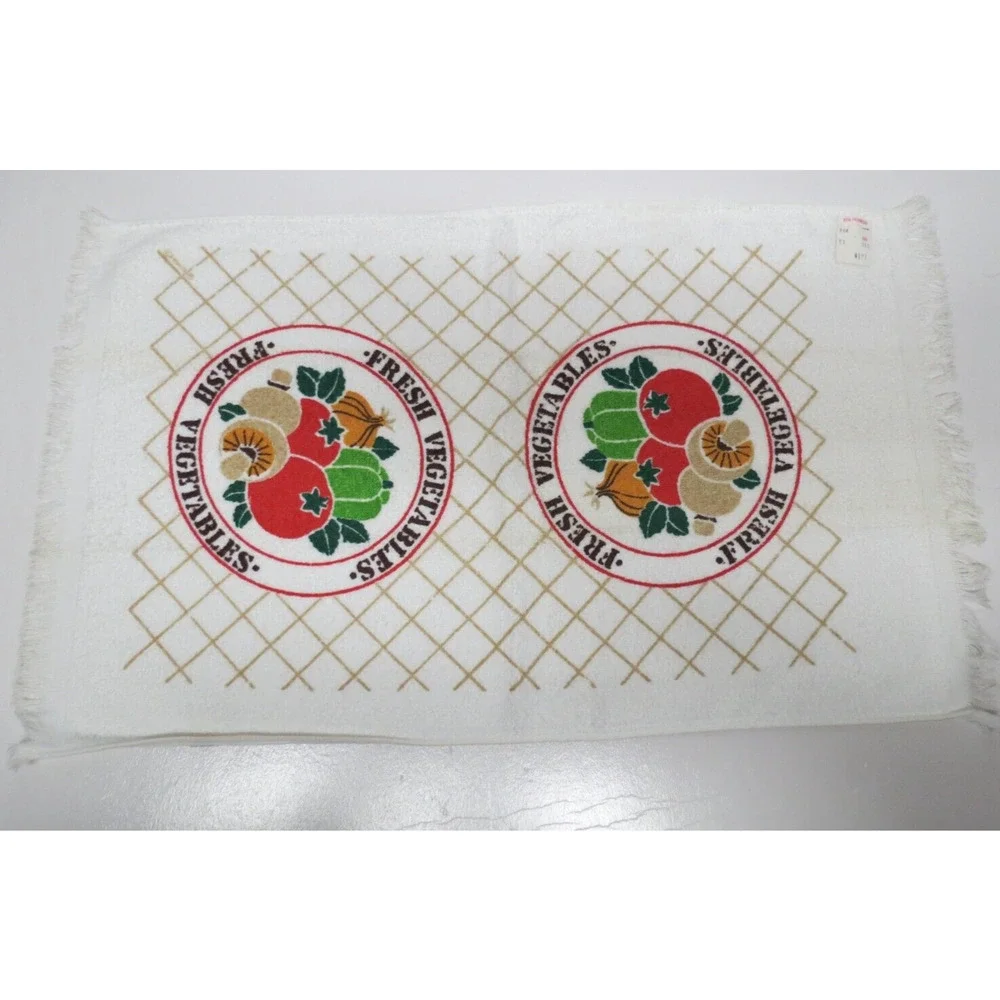 Lot of 3 Vintage Terry Kitchen Towels 1980s w/ Tags Mushroom, Chicken, Vegetable - Picture 6 of 16